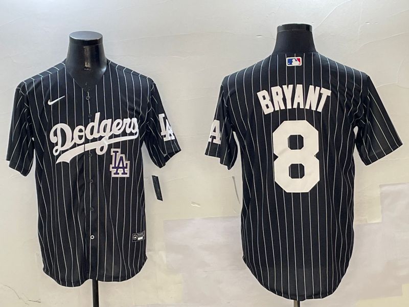 Men Los Angeles Dodgers 8 Bryant Black Stripe Jointly Name 2025 Nike MLB Jersey style 12